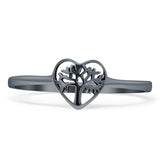 Heart Tree Of Life Ring Oxidized Band