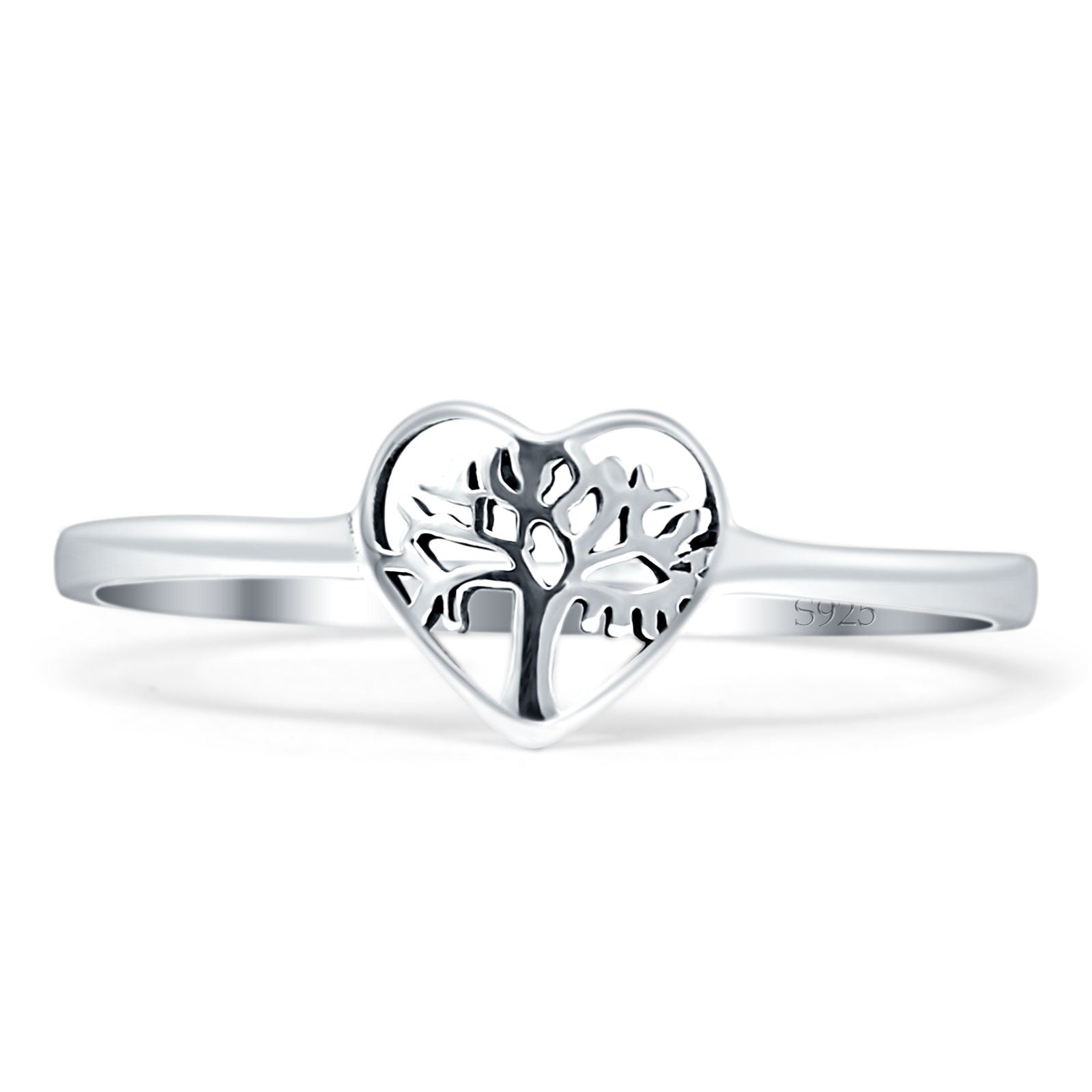 Heart Tree Of Life Ring Oxidized Band