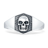 Skull Signet Ring 10.4mm Oxidized 925 Sterling silver