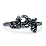 Oxidized Filigree Butterfly Rings