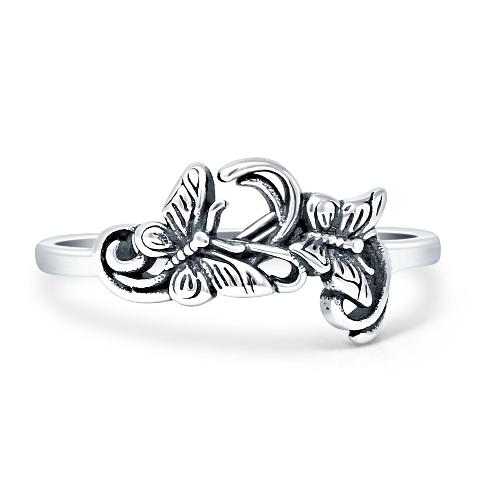 Oxidized Filigree Butterfly Rings