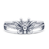 Split Shank 7.4mm Butterfly Ring Oxidized 925 Sterling Silver