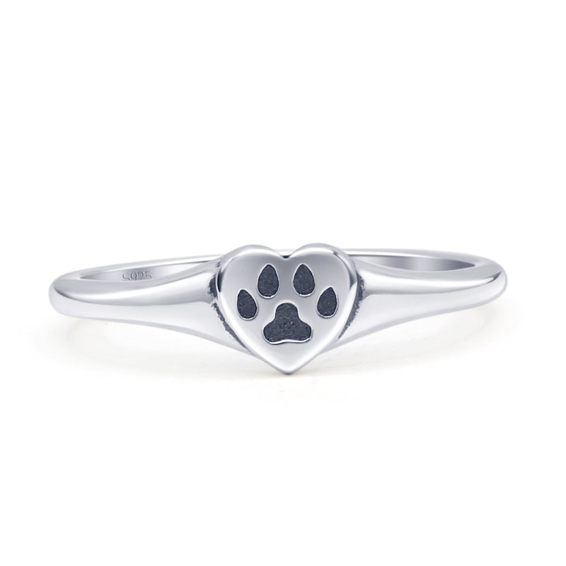 Paw Print & Heart Ring