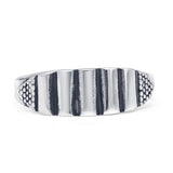 Vintage Style 6mm Striped Band Bali Ring Oxidized 925 Sterling Silver