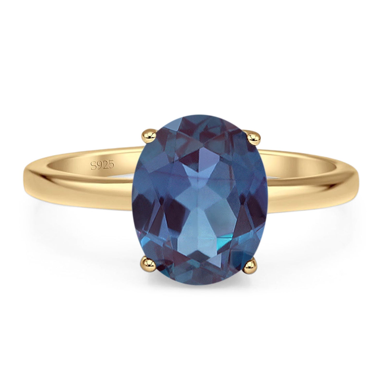 Art Deco Oval Natural Stone Solitaire Ring