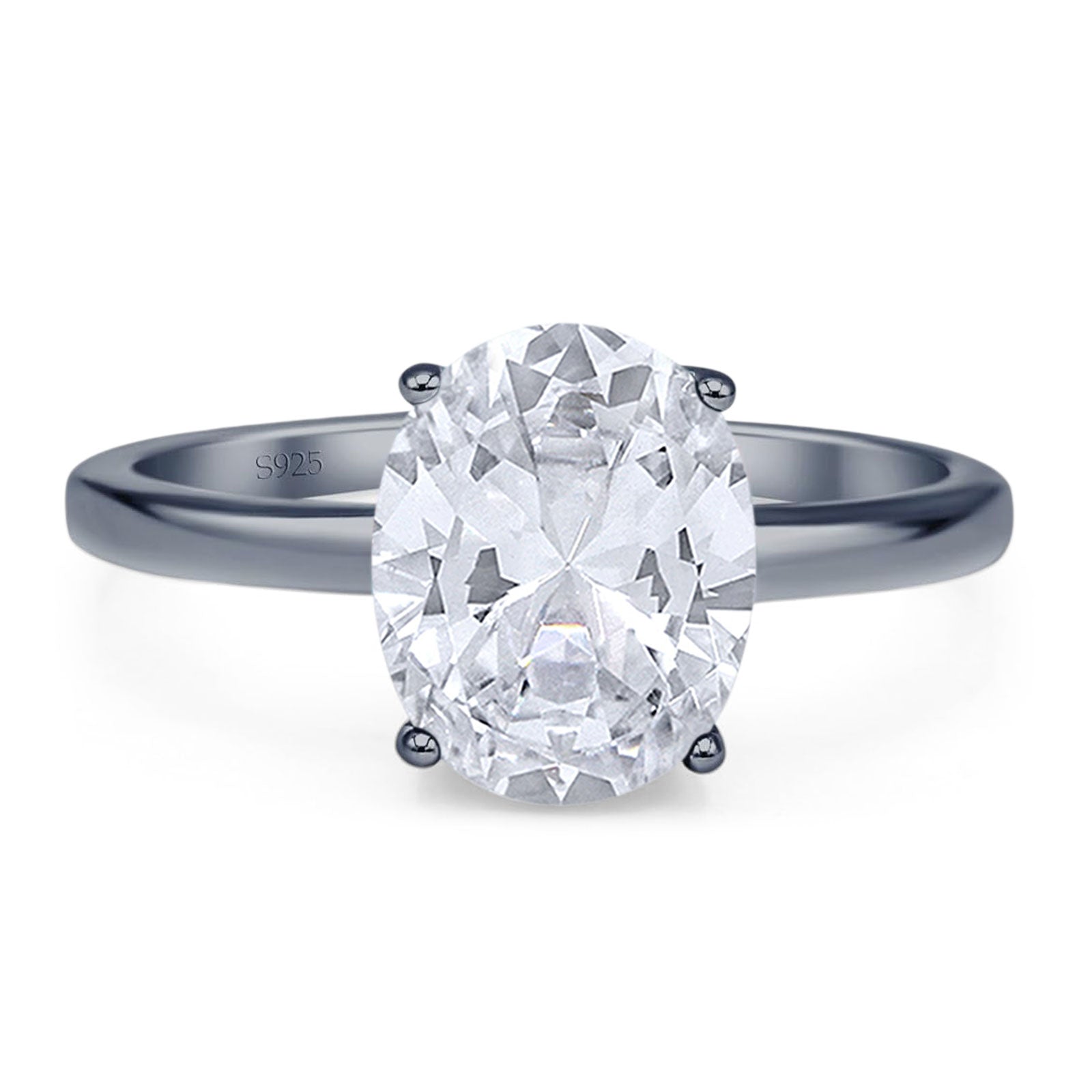 Art Deco Oval Natural Stone Solitaire Ring