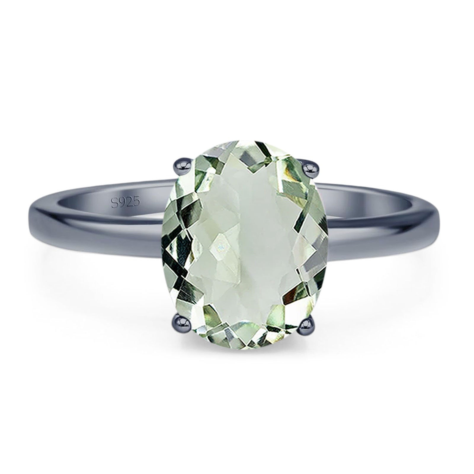 Art Deco Oval Natural Stone Solitaire Ring