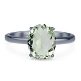 Art Deco Oval Natural Stone Solitaire Ring
