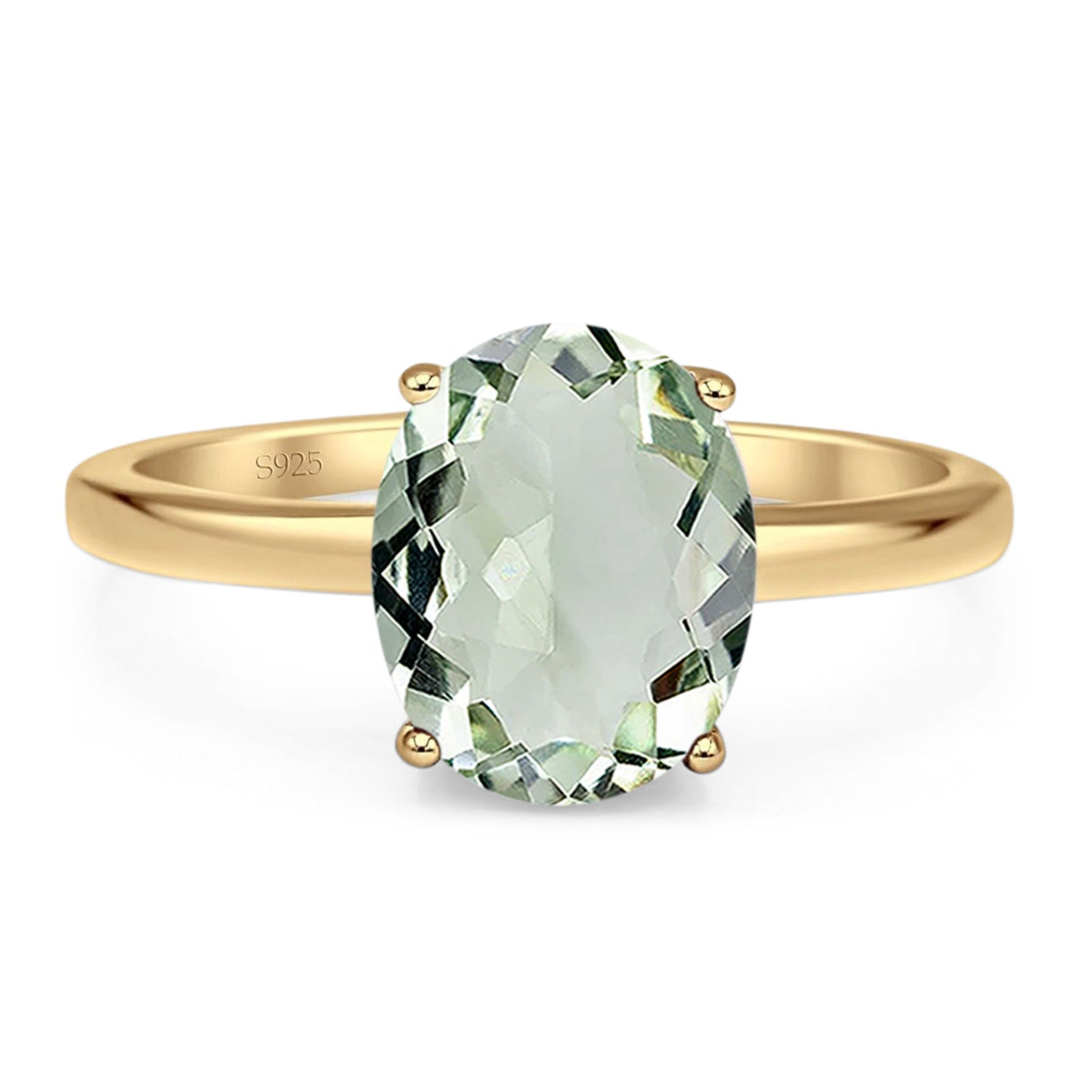 Art Deco Oval Natural Stone Solitaire Ring
