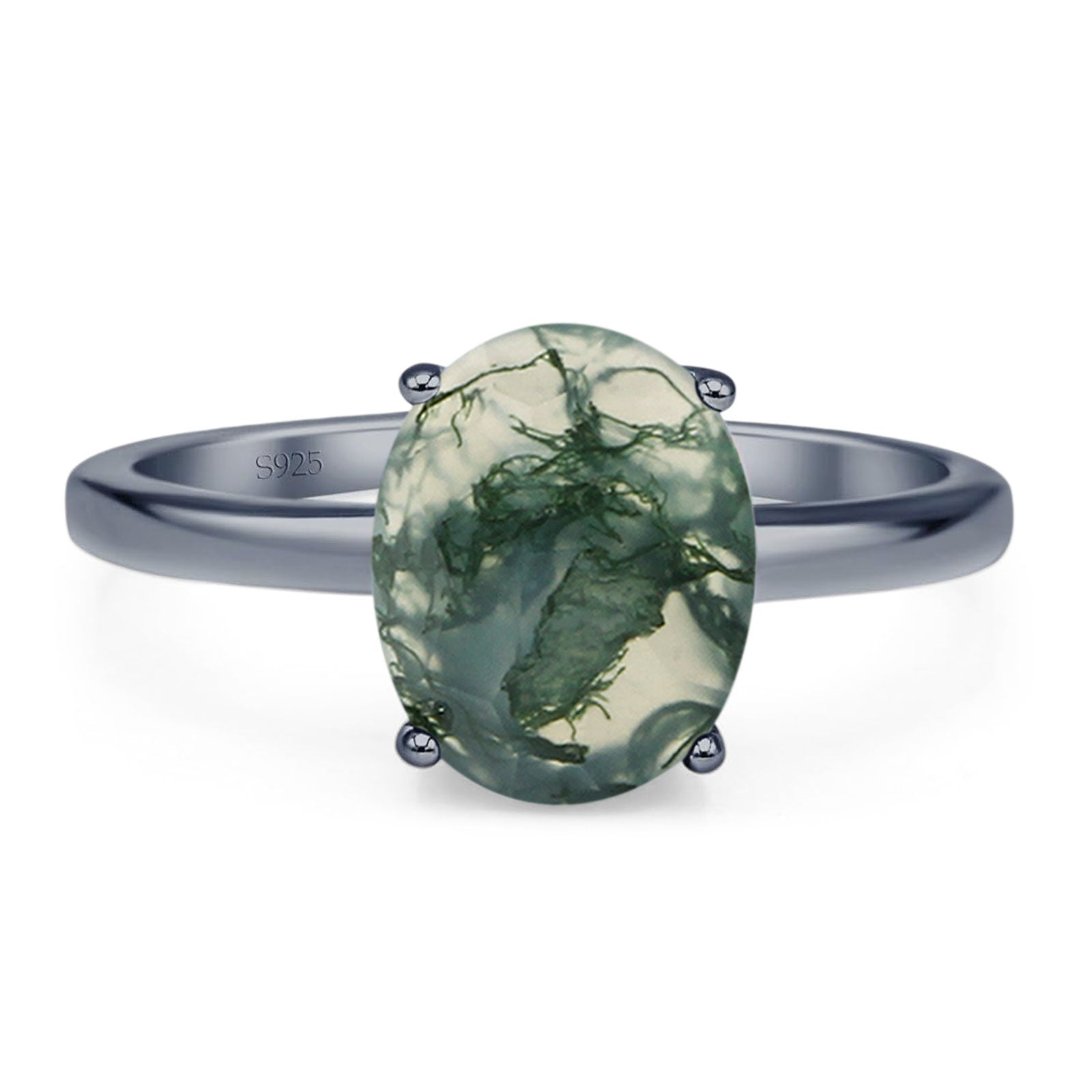 Art Deco Oval Natural Stone Solitaire Ring