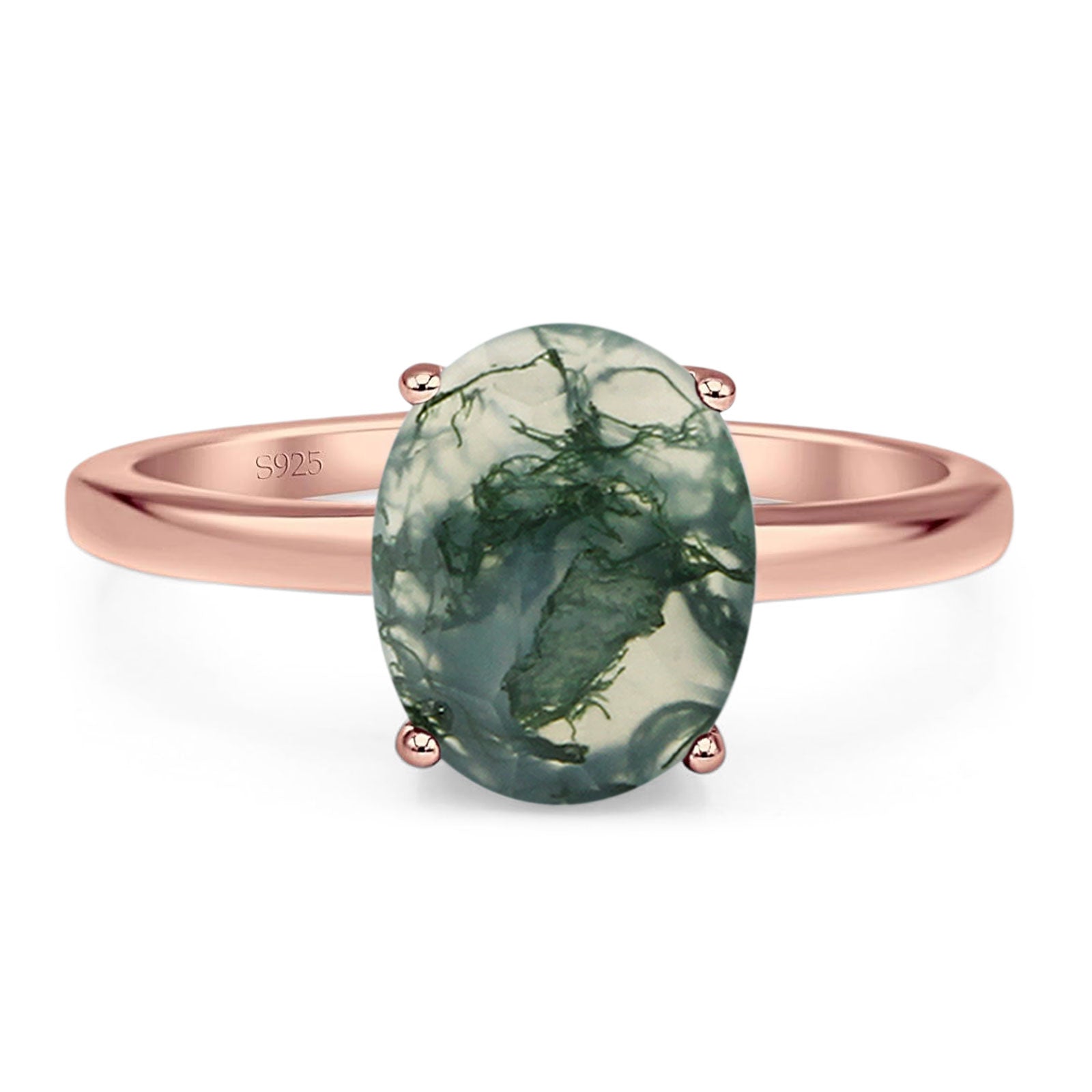 Art Deco Oval Natural Stone Solitaire Ring