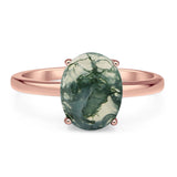 Art Deco Oval Natural Stone Solitaire Ring