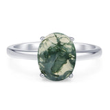 Art Deco Oval Natural Stone Solitaire Ring