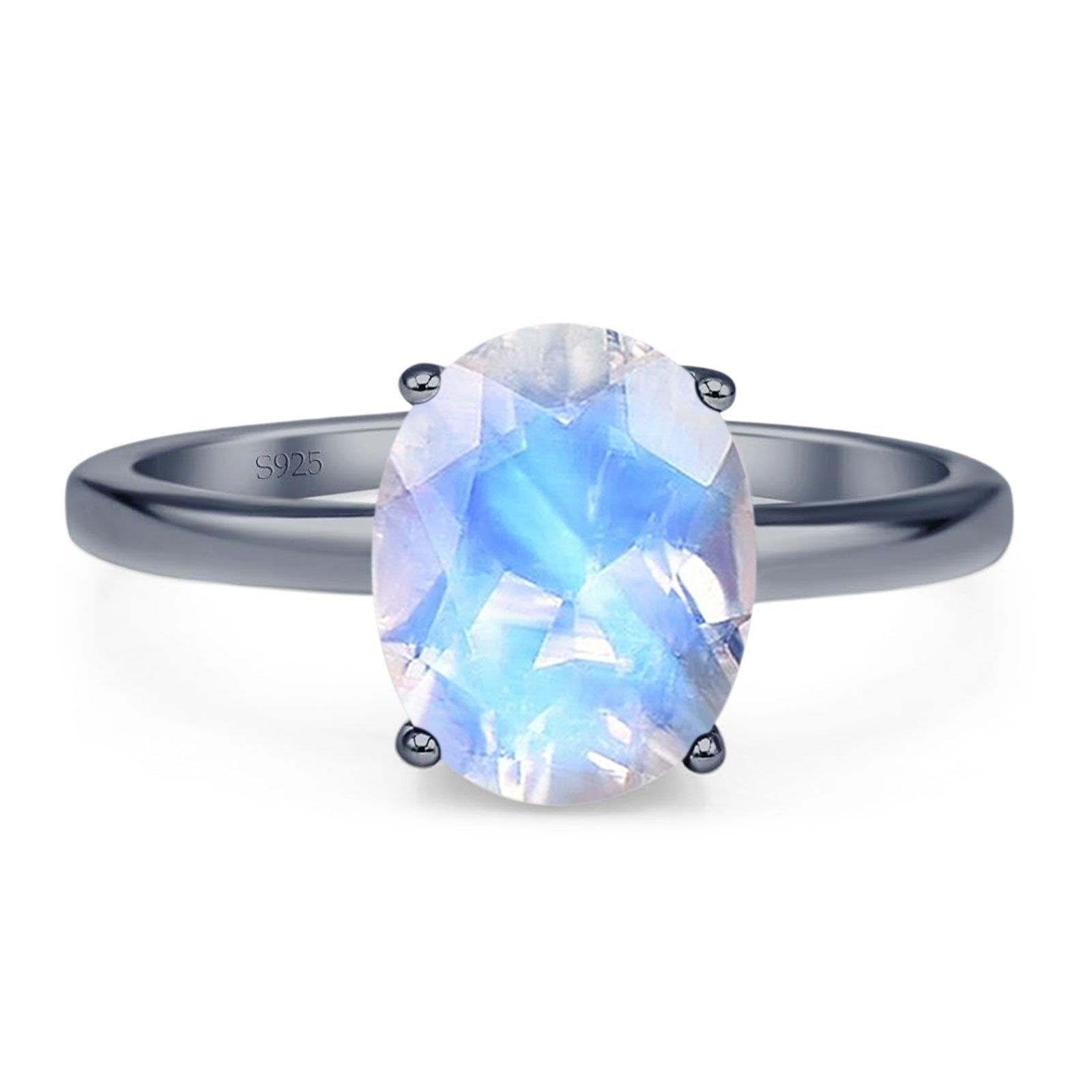 Art Deco Oval Natural Stone Solitaire Ring