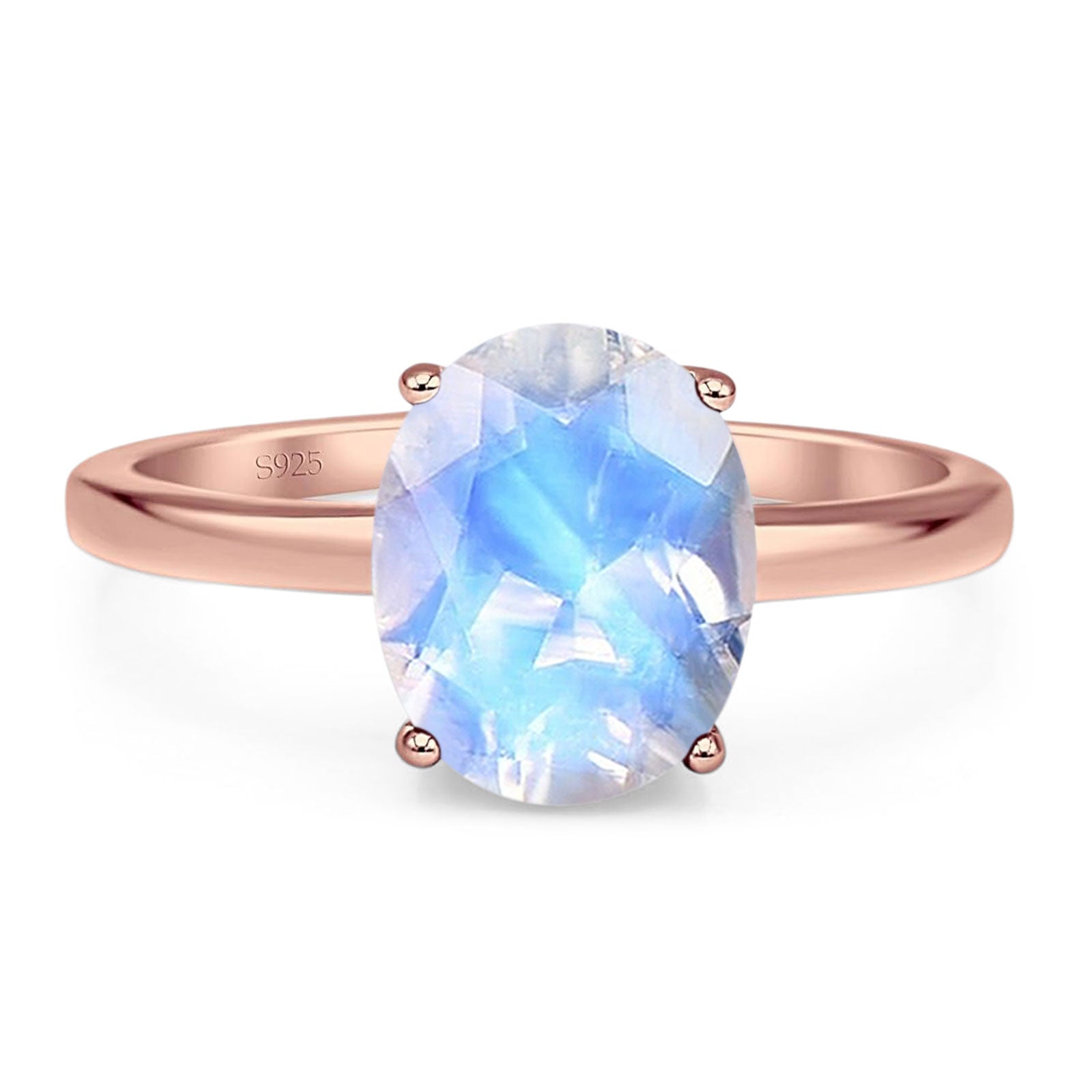 Art Deco Oval Natural Stone Solitaire Ring