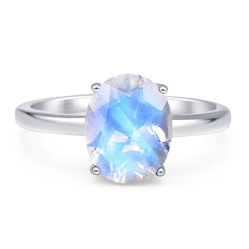 Art Deco Oval Natural Stone Solitaire Ring