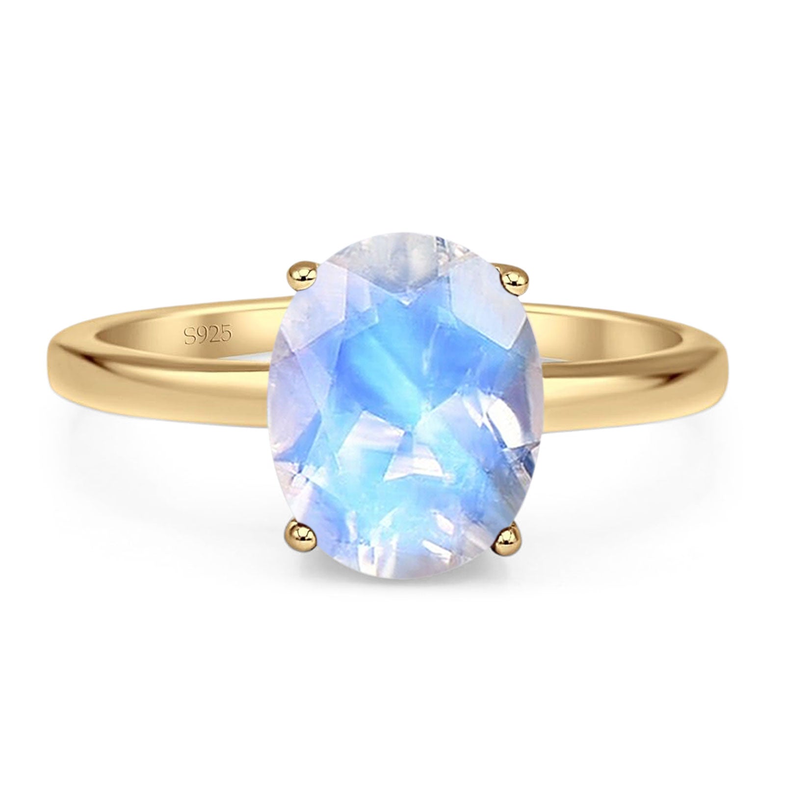 Art Deco Oval Natural Stone Solitaire Ring