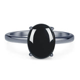 Art Deco Oval Natural Stone Solitaire Ring