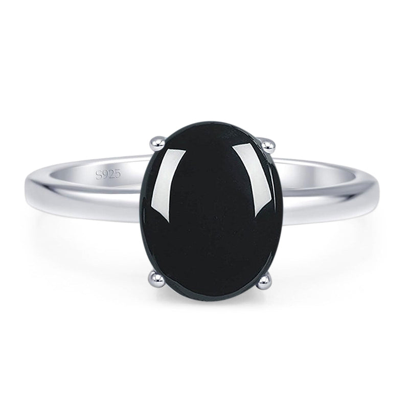 Art Deco Oval Natural Stone Solitaire Ring
