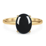 Art Deco Oval Natural Stone Solitaire Ring