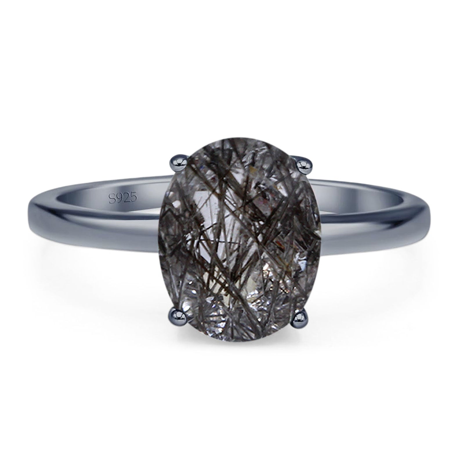 Art Deco Oval Natural Stone Solitaire Ring