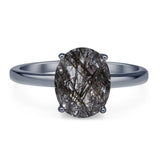 Art Deco Oval Natural Stone Solitaire Ring