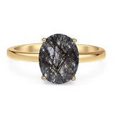 Art Deco Oval Natural Stone Solitaire Ring