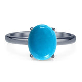 Art Deco Oval Natural Stone Solitaire Ring