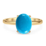 Art Deco Oval Natural Stone Solitaire Ring