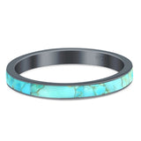 Full Eternity Stackable 3mm Wedding Band Turquoise 925 Sterling Silver