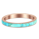 Full Eternity Stackable 3mm Wedding Band Turquoise 925 Sterling Silver