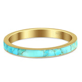 Full Eternity Stackable 3mm Wedding Band Turquoise 925 Sterling Silver