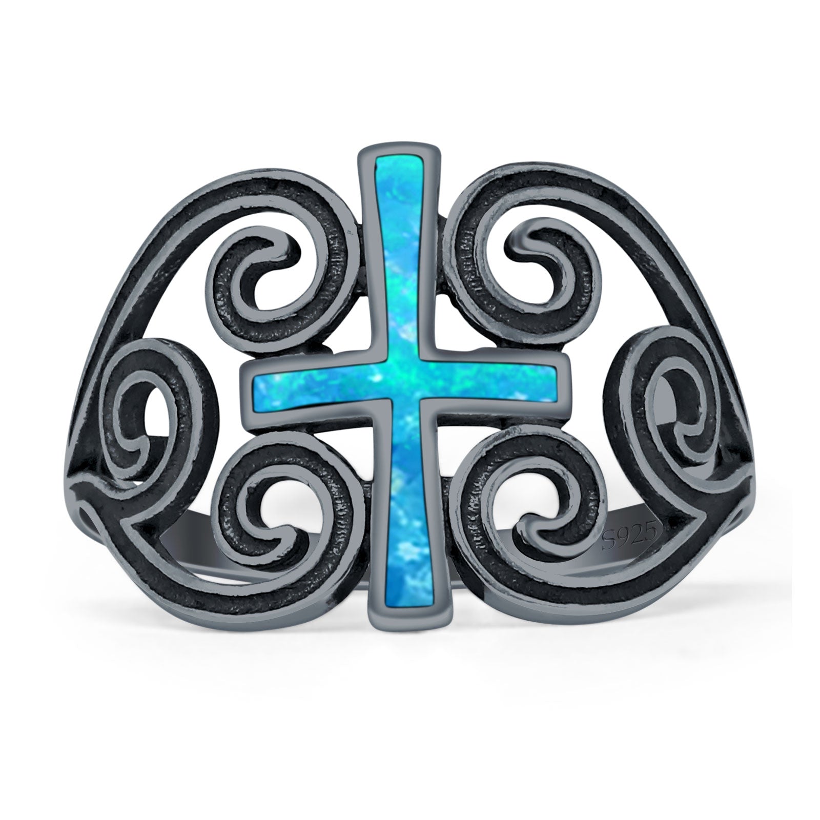 Cross Heart Swirl Ring