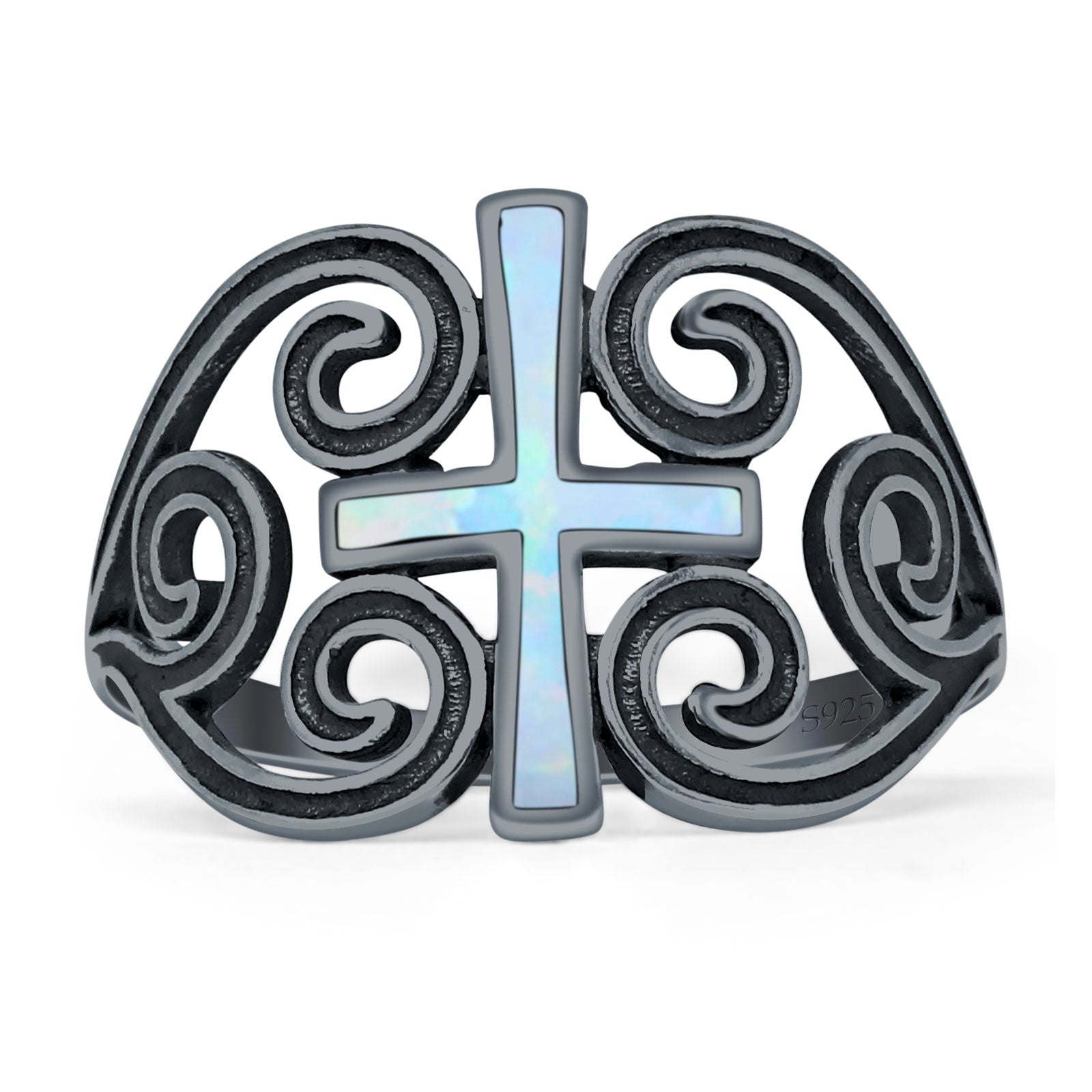 Cross Heart Swirl Ring