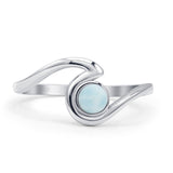 Round 9.5mm Larimar Wave Ring Oxidized 925 Sterling Silver