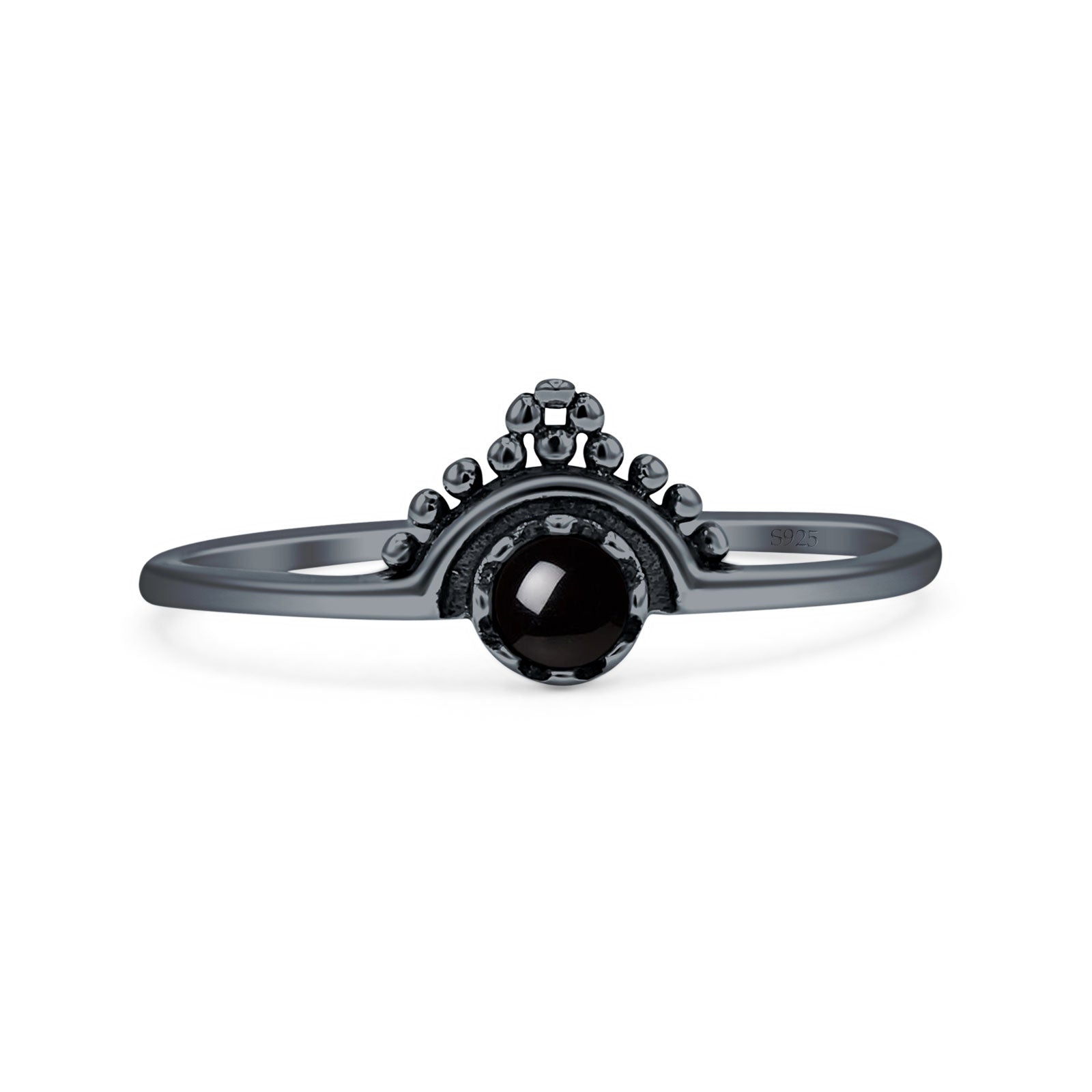 Oxidized Beaded Bali Ring