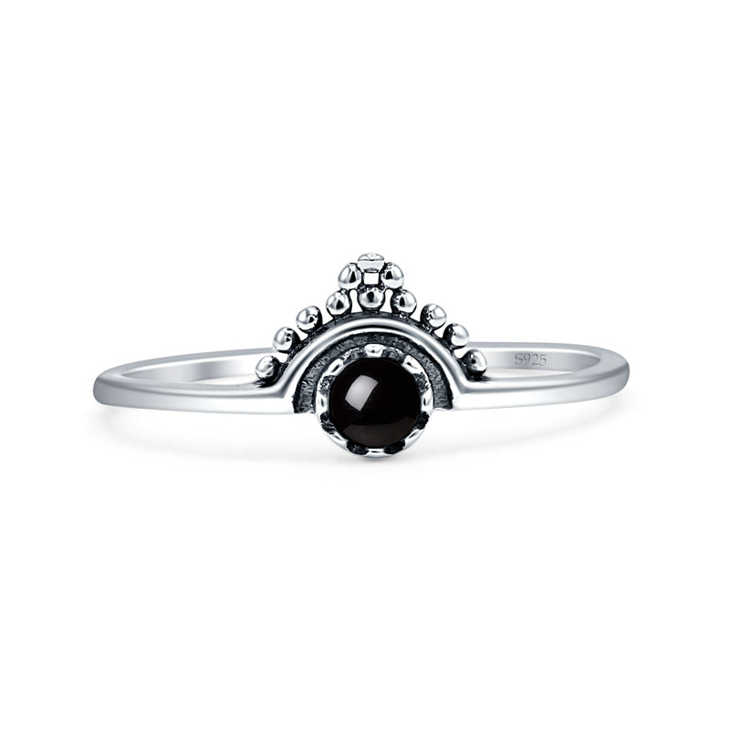 Oxidized Beaded Bali Ring