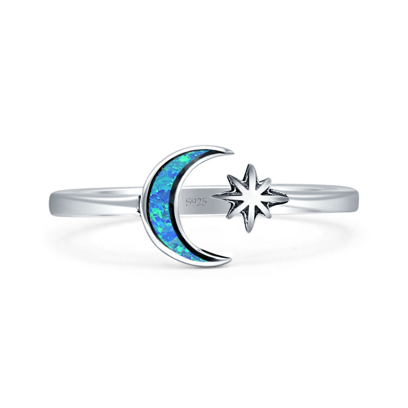 Oxidized Moon & Star Ring