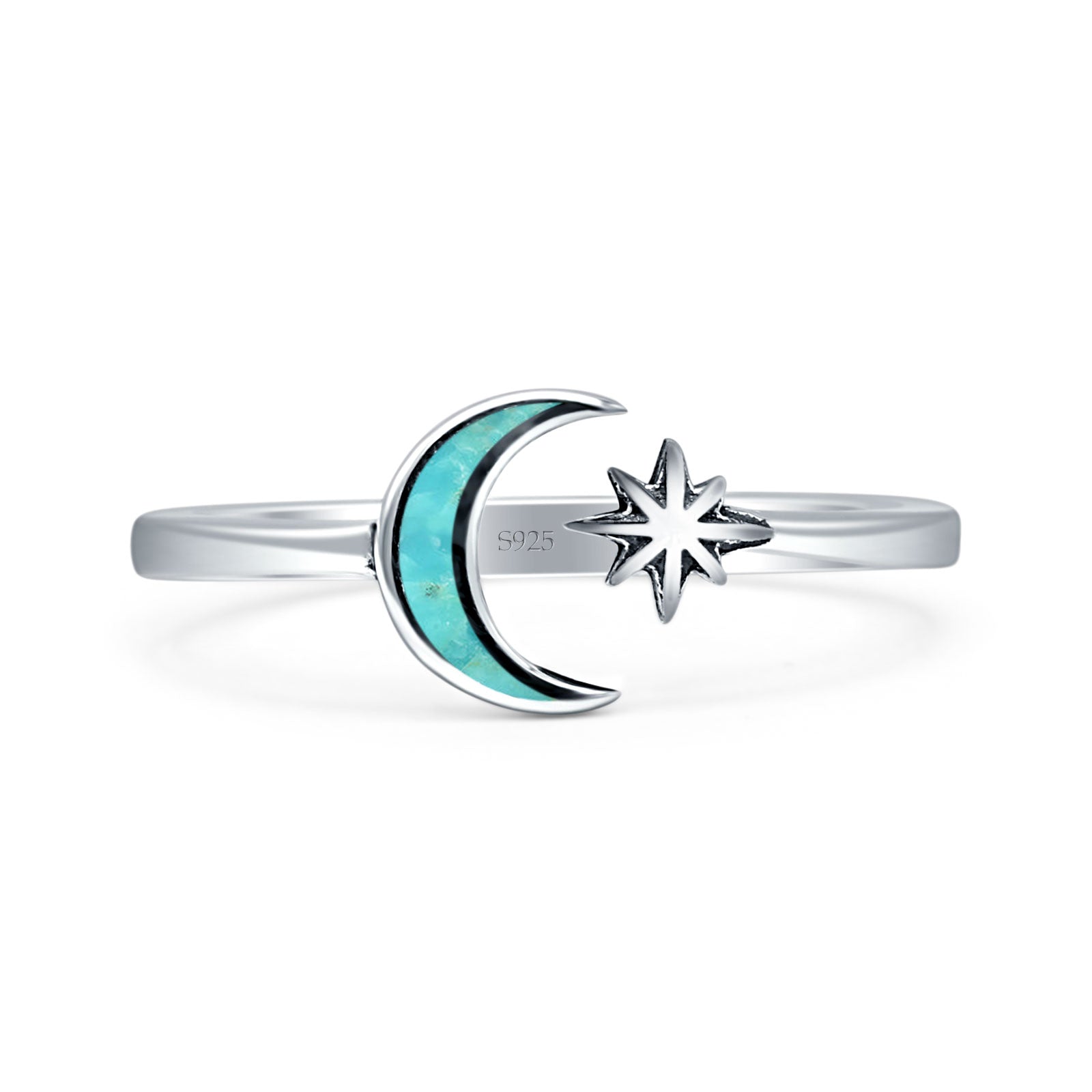 Oxidized Moon & Star Ring