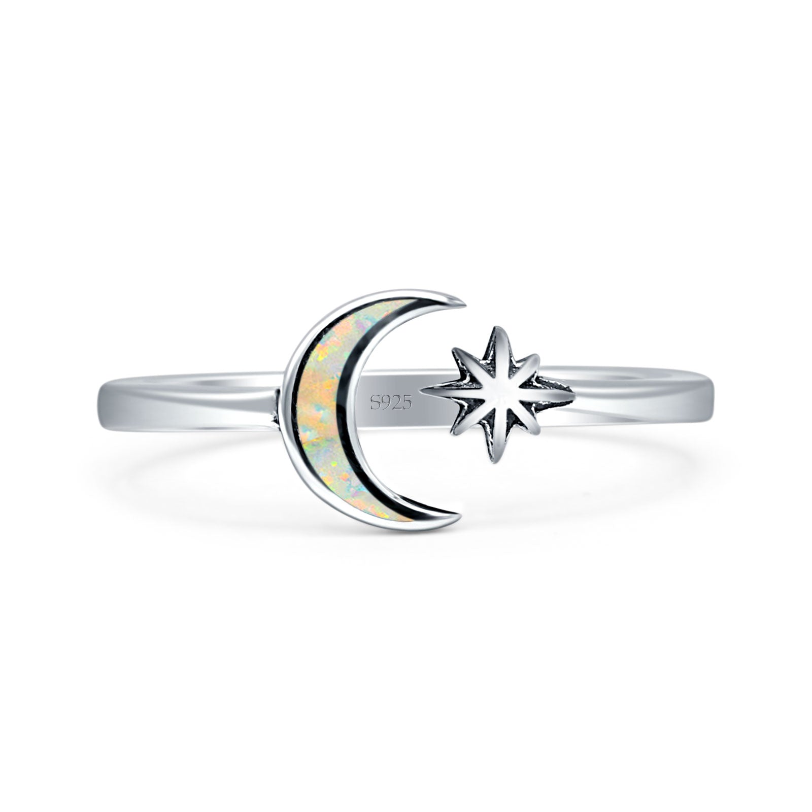 Oxidized Moon & Star Ring