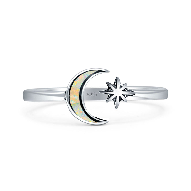 Oxidized Moon & Star Ring