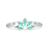 Minimalist 6mm Turquoise Lotus Ring 925 Sterling Silver