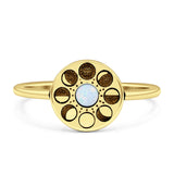 Moon Phases Ring 10mm Oxidized Round Lab Created Opal 925 Sterling Silver