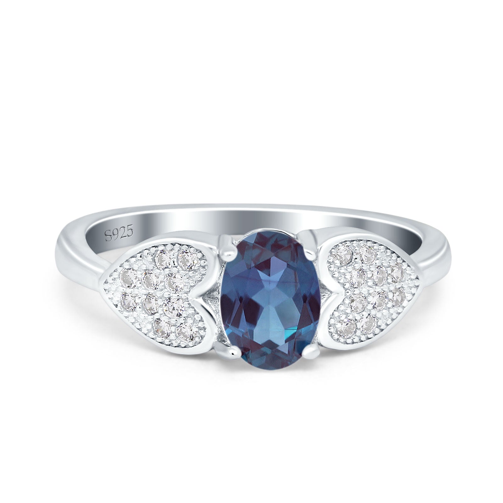 Art Deco Oval Natural Stone Promise Ring