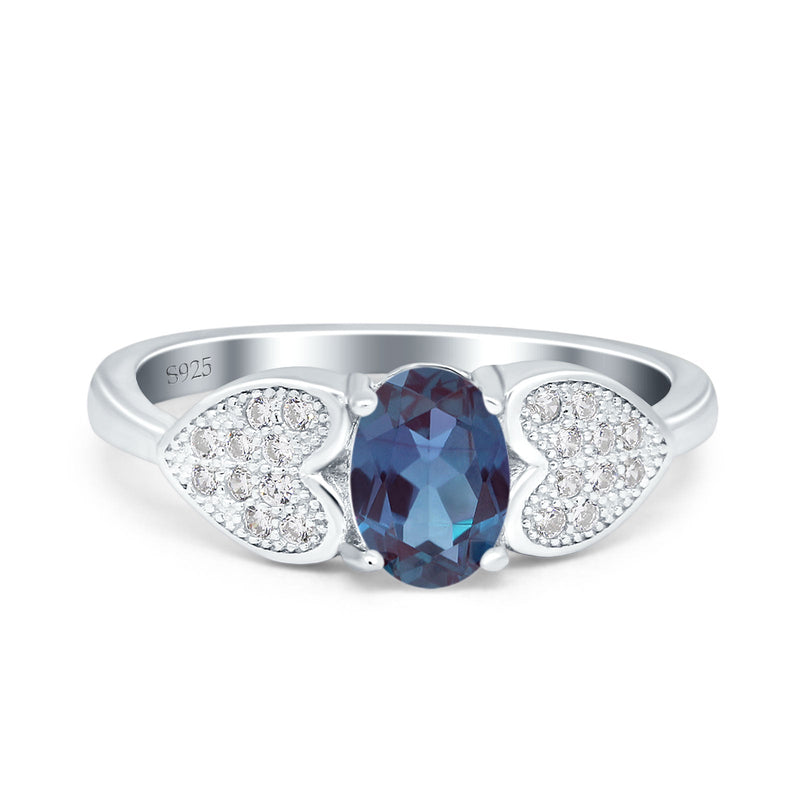 Art Deco Oval Natural Stone Promise Ring