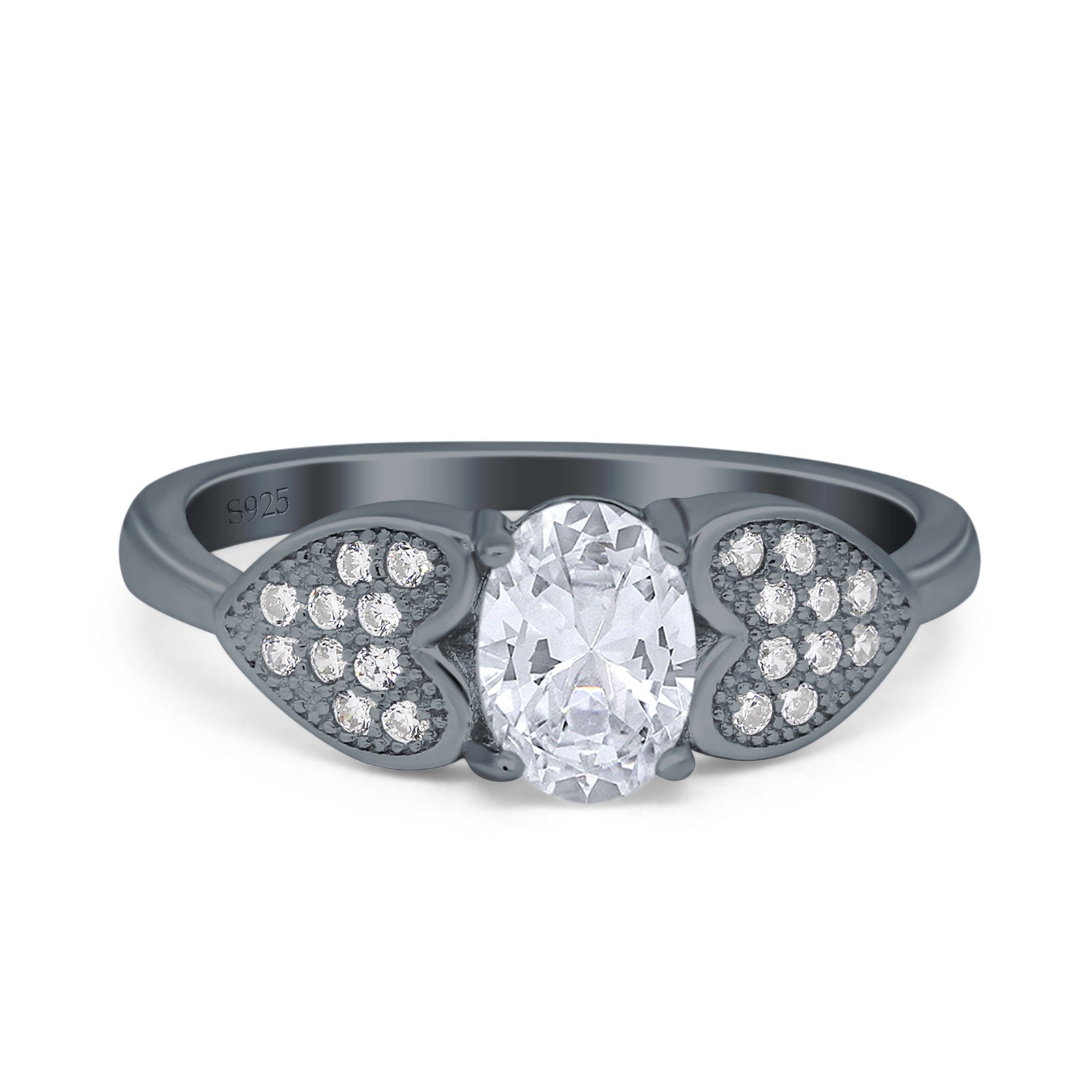 Art Deco Oval Natural Stone Promise Ring