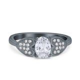 Art Deco Oval Natural Stone Promise Ring