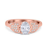 Art Deco Oval Natural Stone Promise Ring