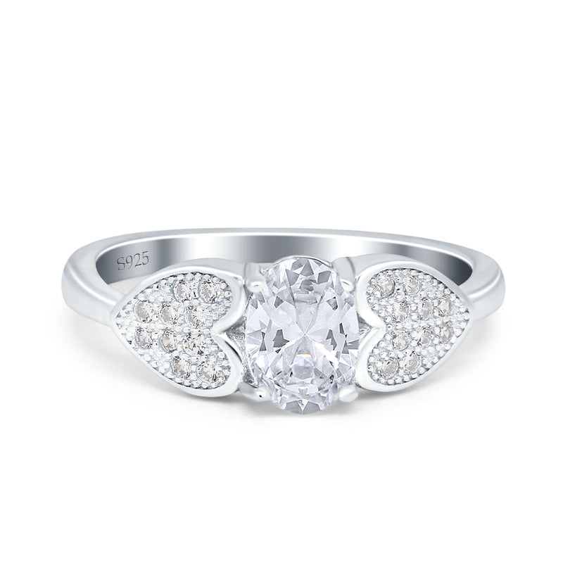 Art Deco Oval Natural Stone Promise Ring