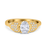 Art Deco Oval Natural Stone Promise Ring